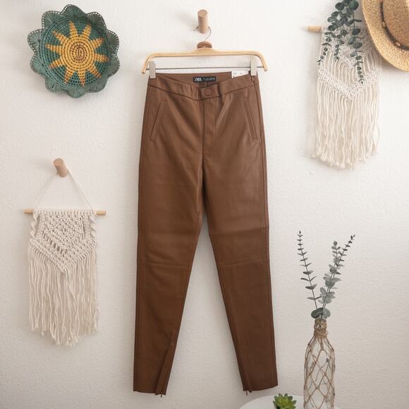 Zara Vegan Leather Skinny Pants Size Small - Picture 1 of 12